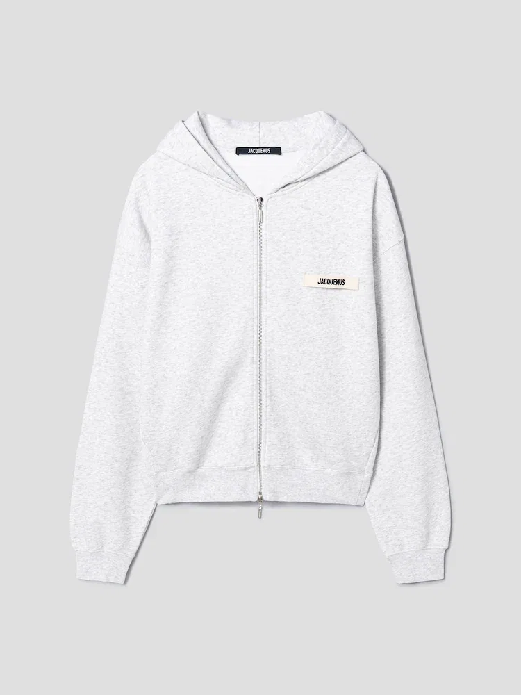Худи на молнии с лого-лентой JACQUEMUS, Silver
