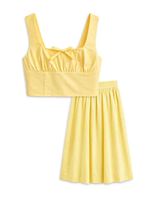 Детский топ для девочек с квадратным вырезом Hallie Solid Top KatieJ NYC, Crème Brulee — фото 3