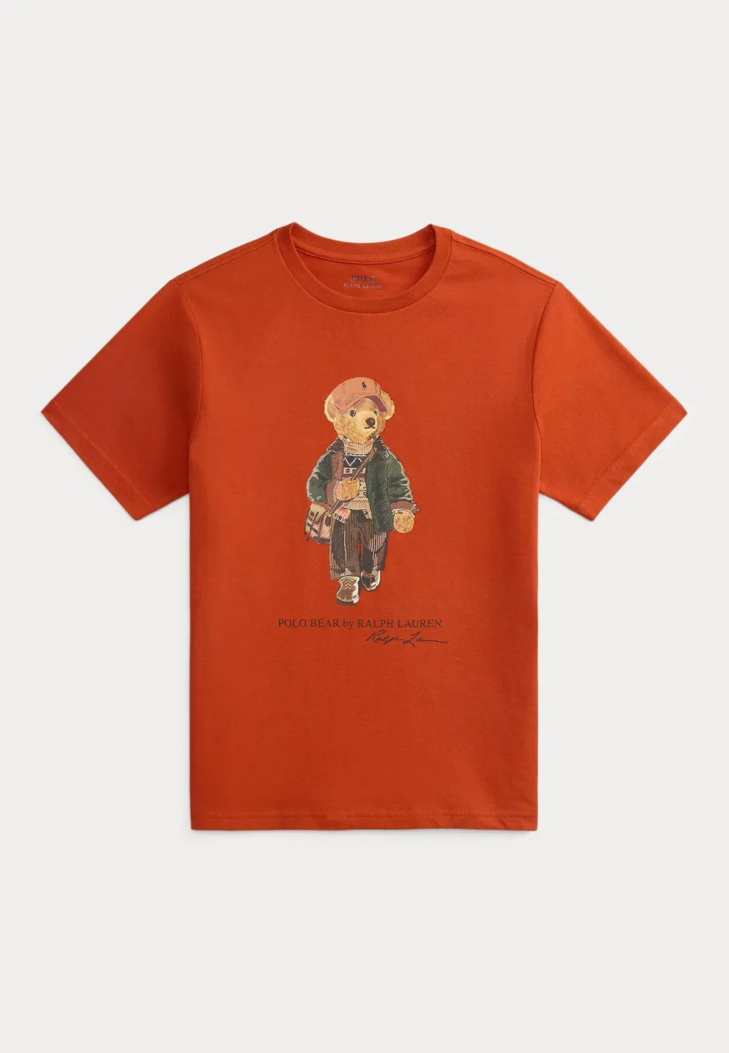 Футболка-Поло из хлопкового трикотажа с принтом "медведь" (размер 7-14 лет) Polo Ralph Lauren, Varsity Orange