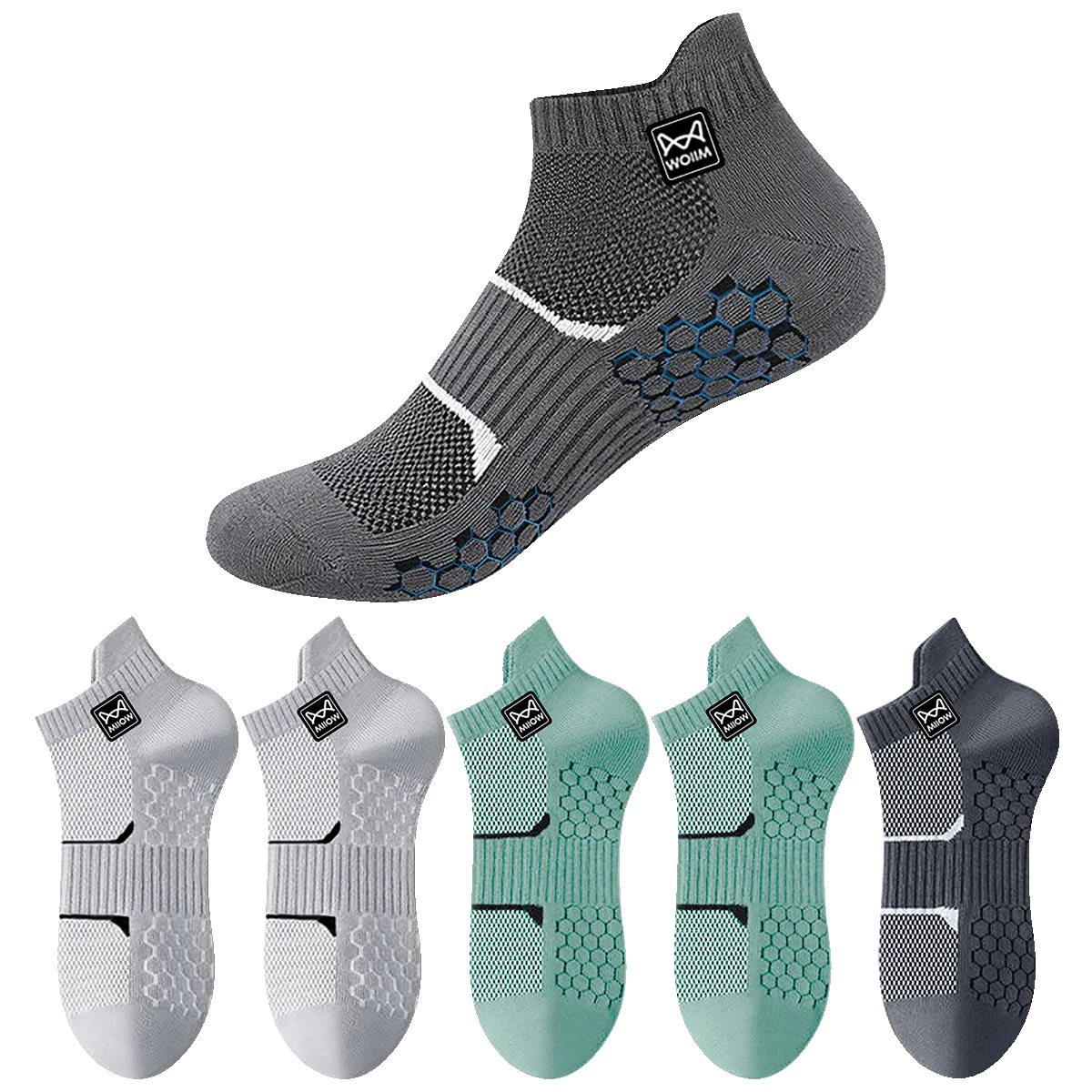 Детские баскетбольные носки, комплект из 5 пар, [5 Pack]Light Gray 2+Gray Green 2+Dark Gray, MIIOW