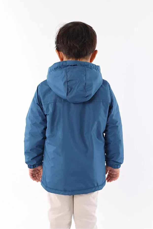 Детское пальто для девочек с капюшоном Fur water and windproof children's coat & jacket Fluend Moda, Parlement Blue — фото 4