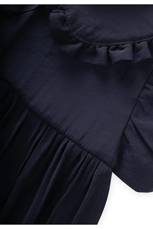 Детское платье для девочек хлопковое Collared modal dress Cigit, Navy Blue — фото 4