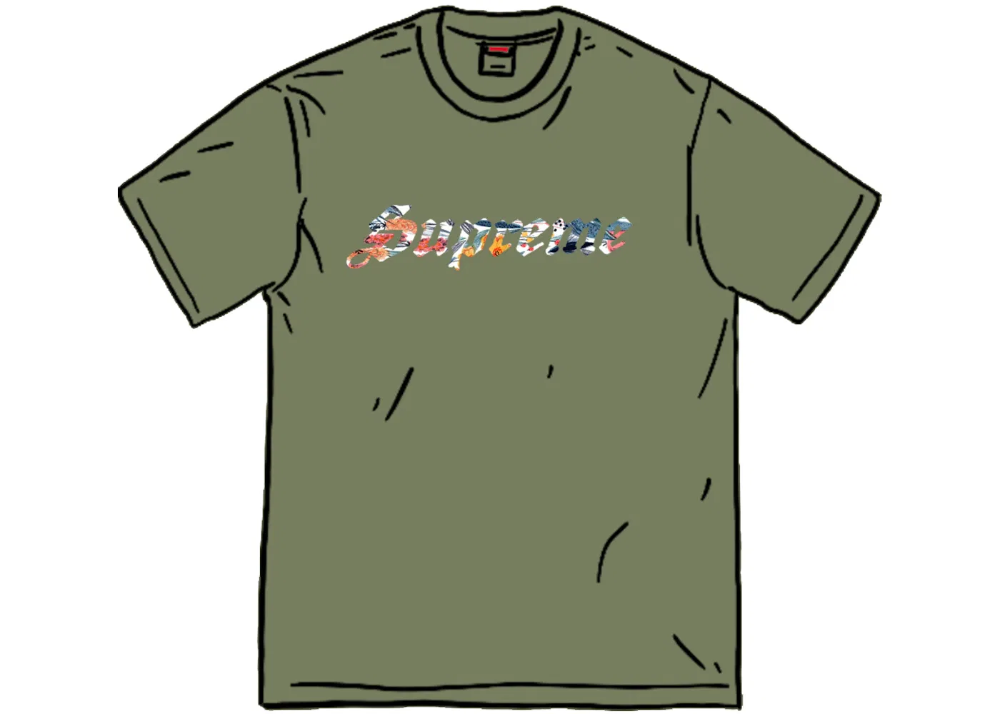Мужская футболка с цветочной аппликацией Supreme, Olive