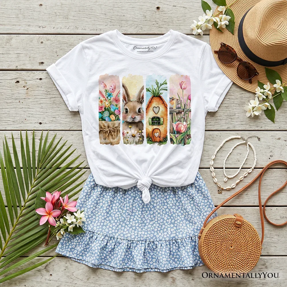 Детская футболка с принтом Easter Bunny Floral Brushstroke OrnamentallyYou, White