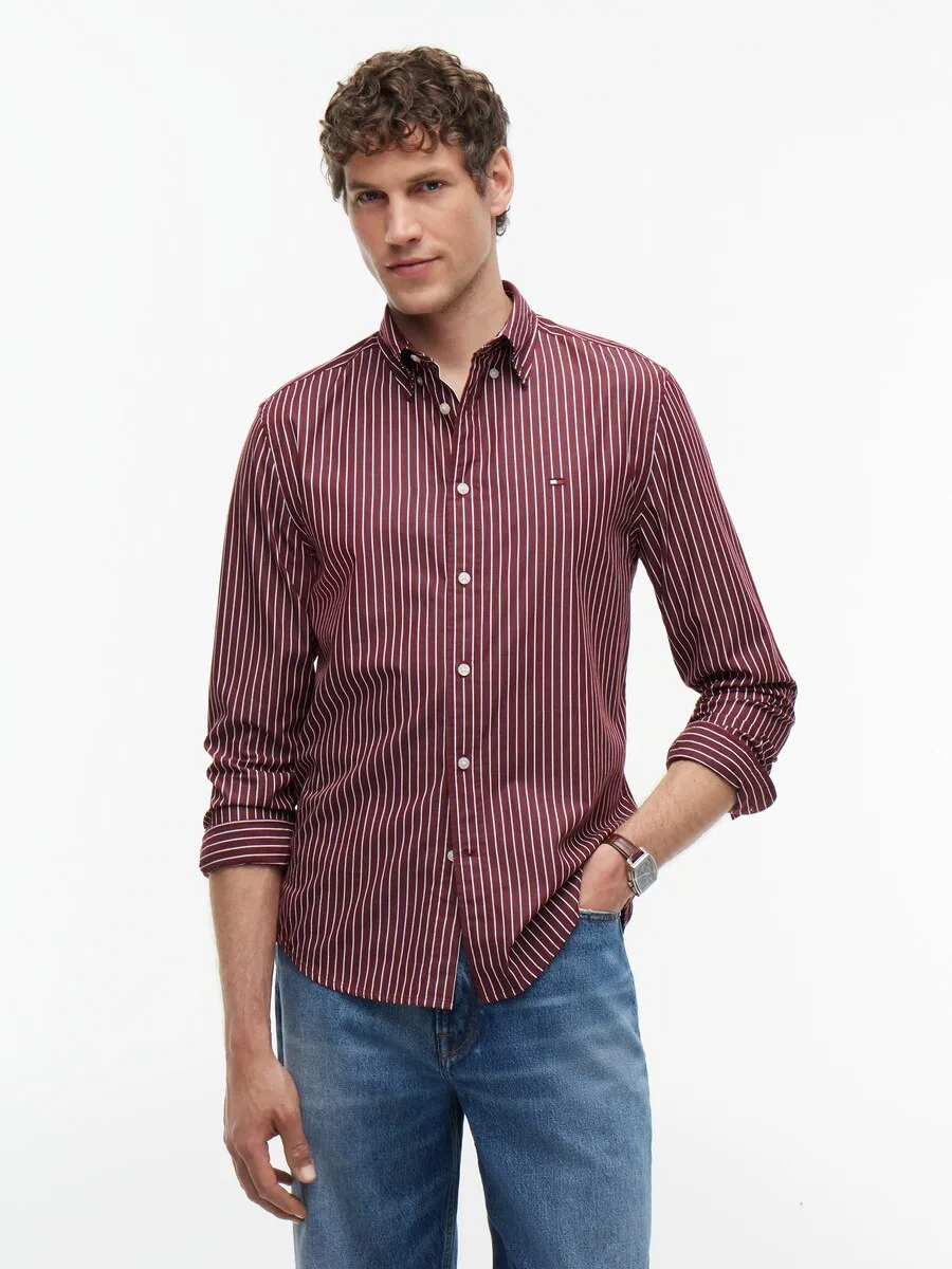 Рубашка на пуговицах TOMMY HILFIGER Regular fit Button Up Shirt 'Flex' цвета карминно-красный — фото 2