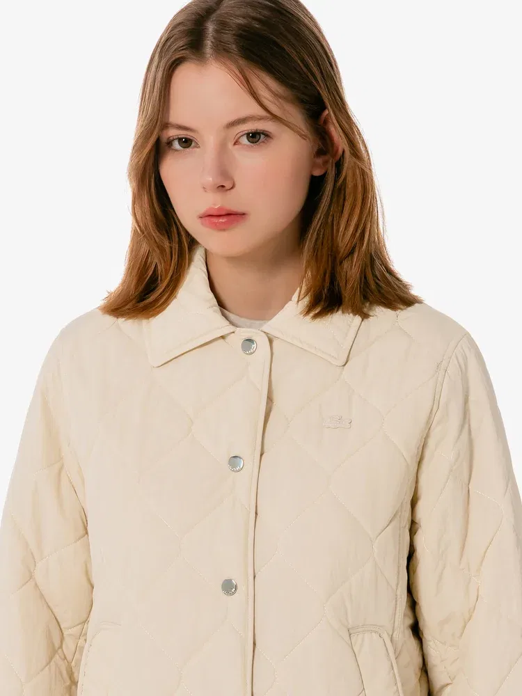 Пуховик LACOSTE стеганый Beige — фото 2