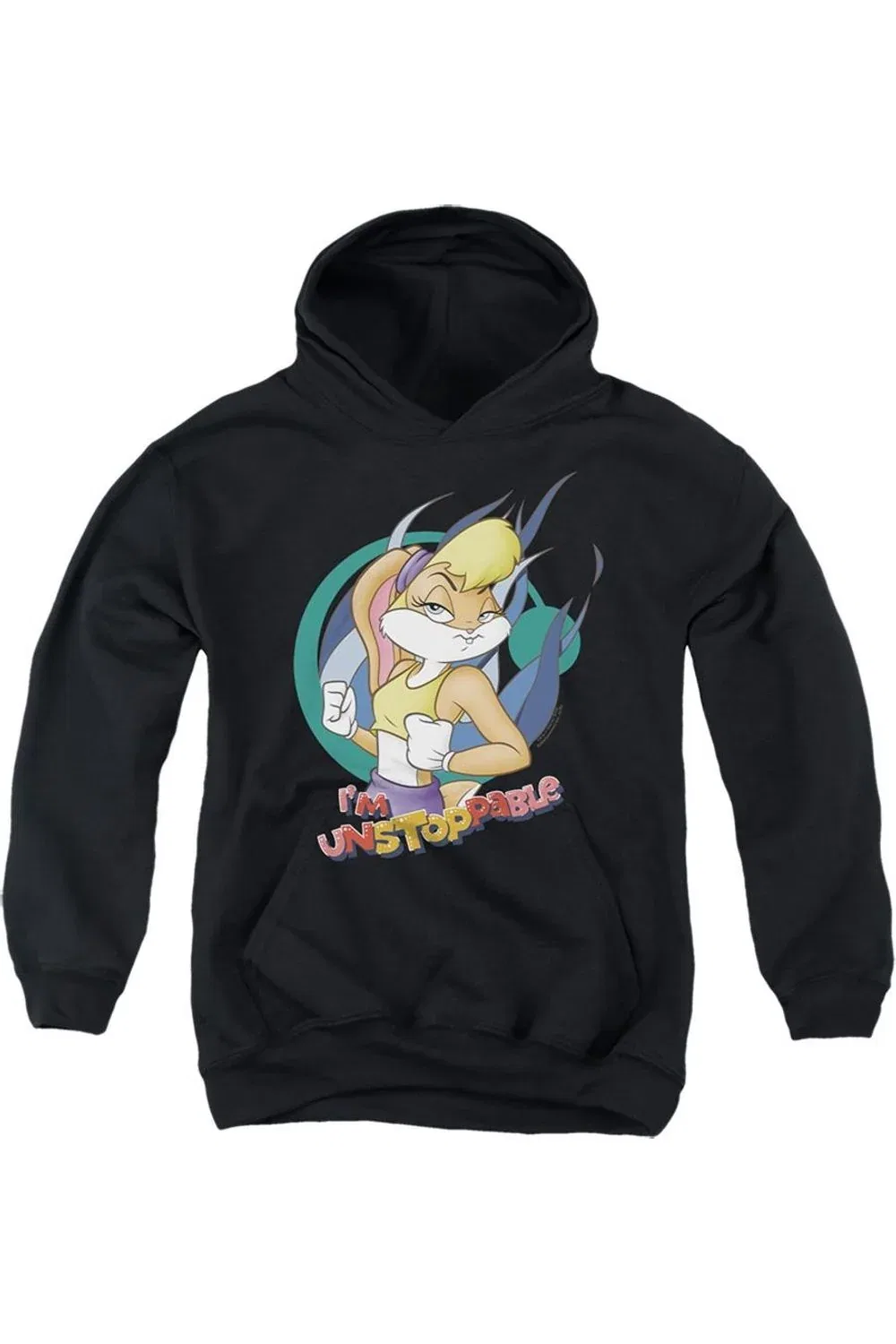 Детское худи с капюшоном Looney Tunes Lola Bunny Unstoppable Gildan, черный