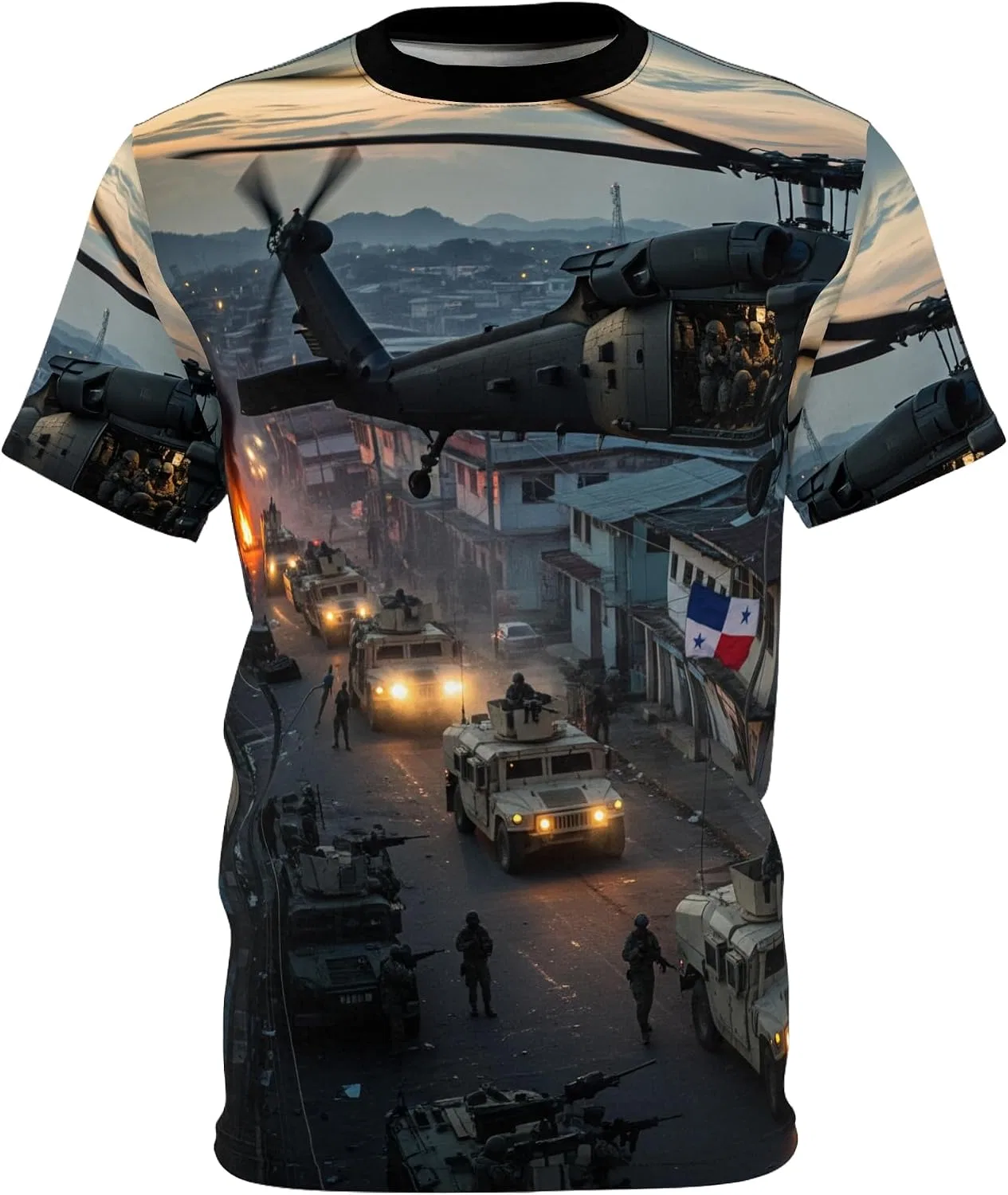 Футболка с принтом Invasion of Panama, Black Stitching