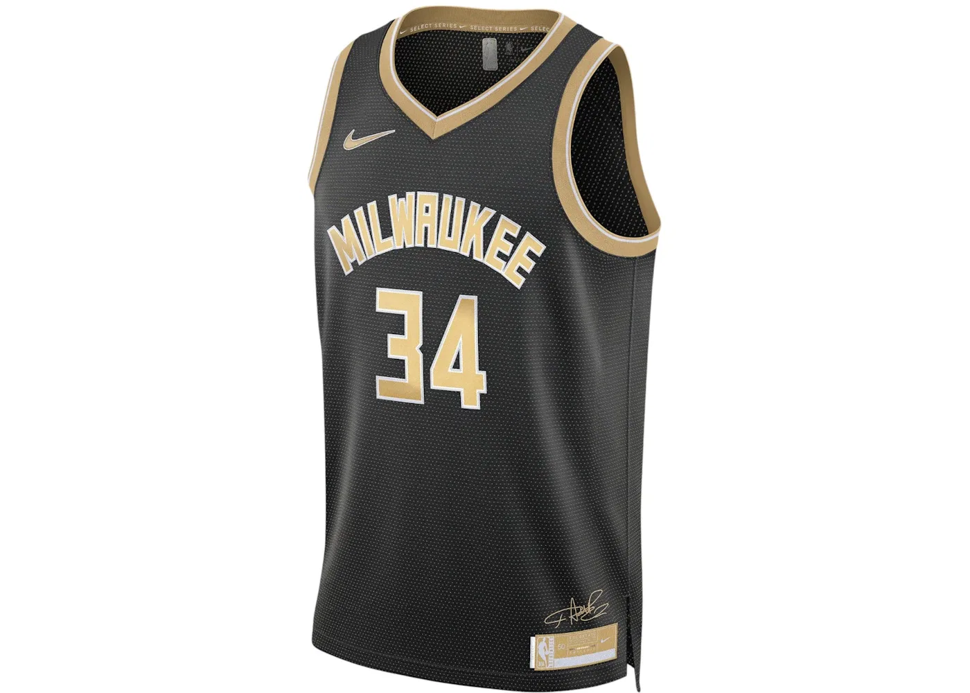 Мужская джерси с принтом Giannis Antetokounmpo Milwaukee Bucks 2024 Select Series Nike, Club Gold/Black