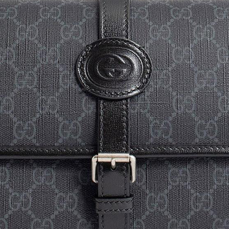 GUCCI Кожаная сумка-мессенджер через плечо среднего размера черная — фото 4