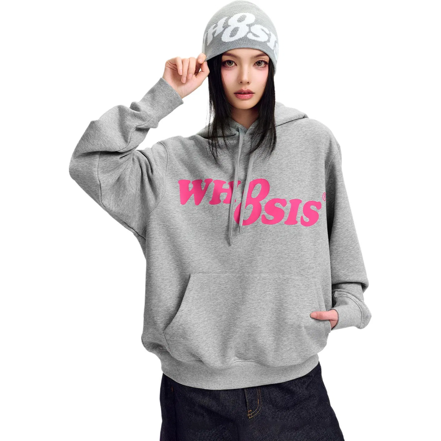 Детский свитшот свободного кроя WHOOSIS, Flower Grey