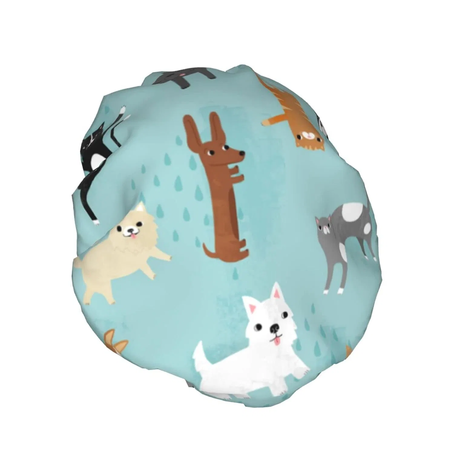 Водонепроницаемая многоразовая шапочка для душа Oudrspo, Raining Cats & Dogs — фото 2