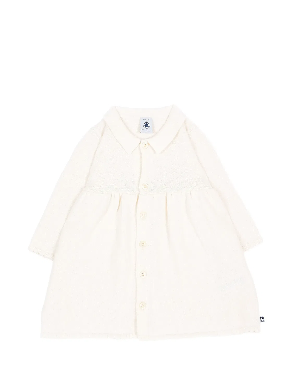 Трикотажное платье на пуговицах Petit Bateau, белый