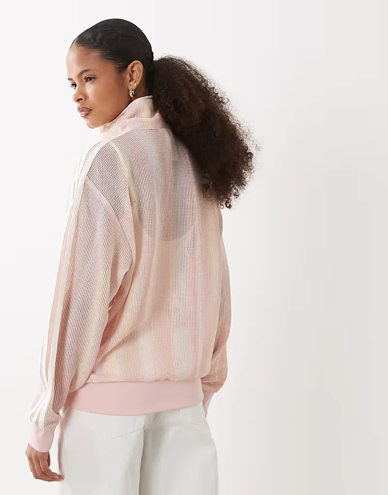 Вязаная спортивная куртка Adidas Originals Firebird песочно-розовый — фото 4