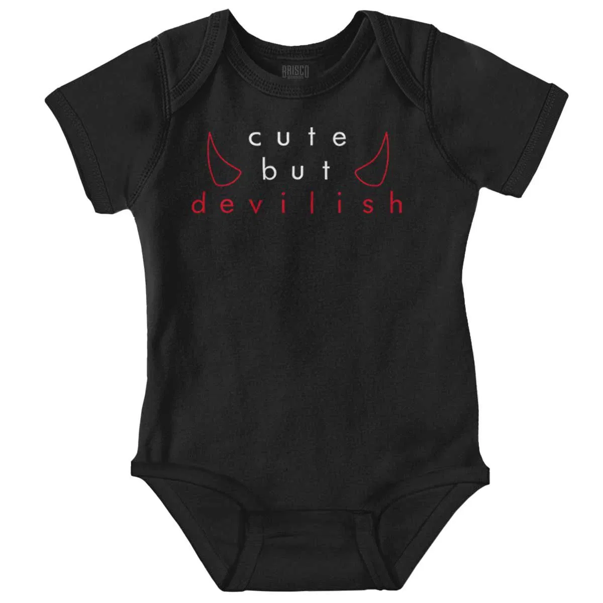 Детское боди для девочек с принтом Funny Sarcastic Cute But Devilish Brisco Brands, Black