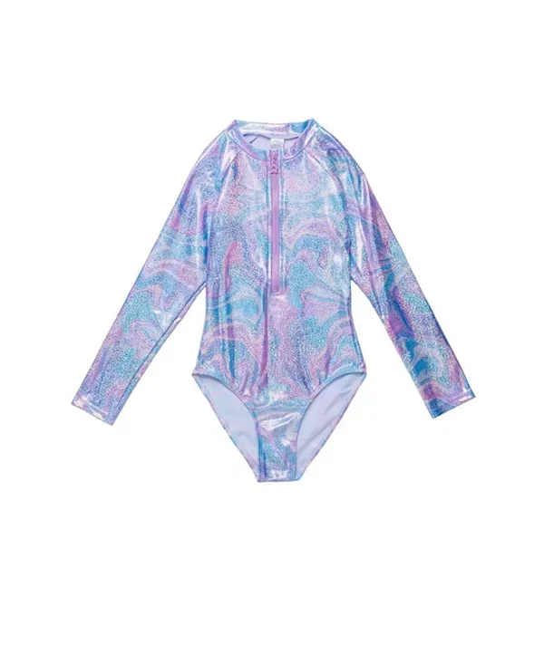 Детский купальник для девочек с длинным рукавом Marble Sparkle Gottex Kids, Multi-Pink
