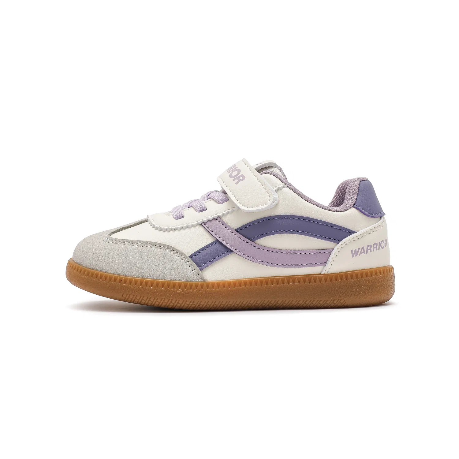 Детские повседневные кроссовки из эко-кожи Beige/Gray/Purple WARRIOR