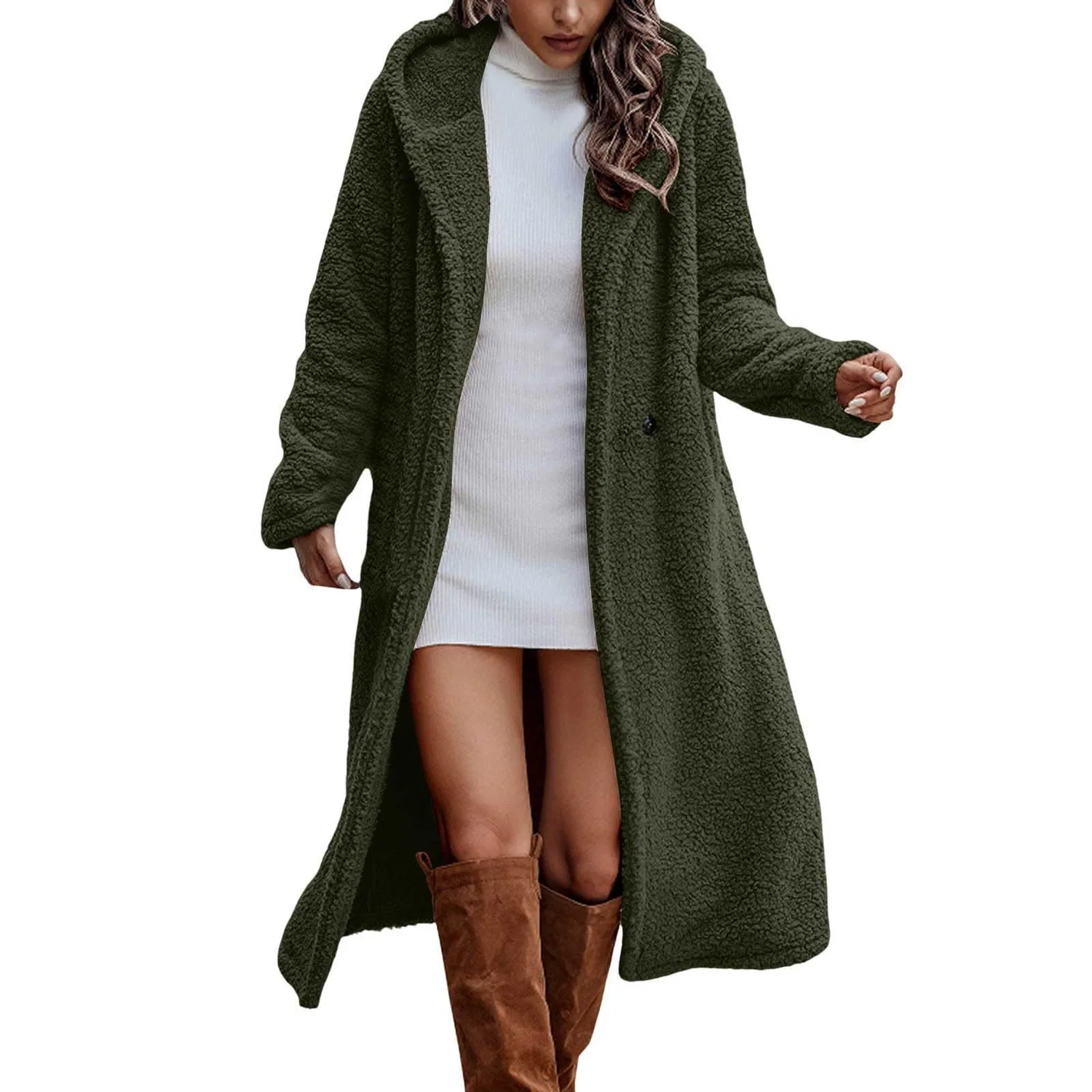 Женское зимнее пальто с капюшоном Canadian Open Front Hooded Fleece, green
