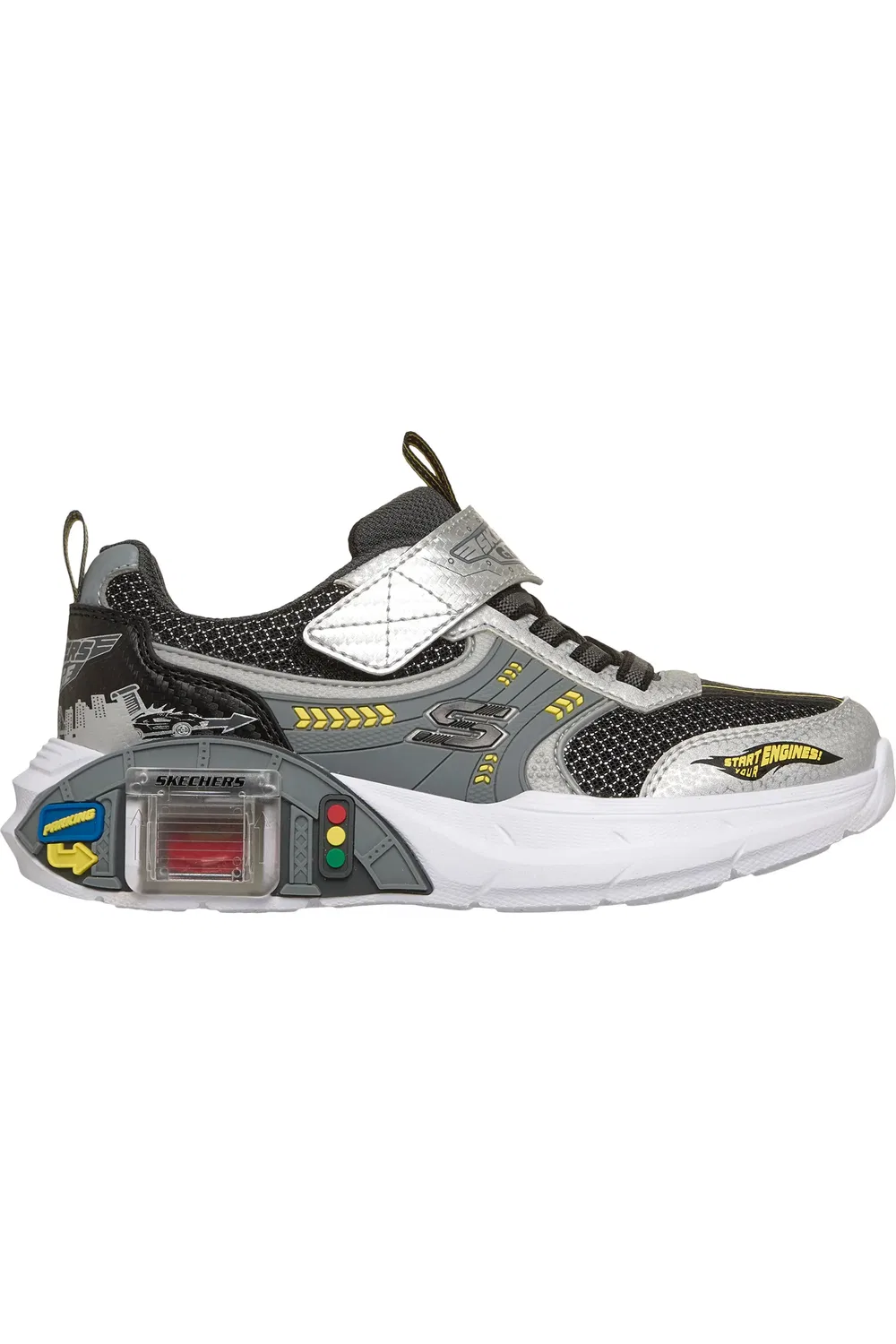 Детские кроссовки спортивные с машинками Garage SKECHERS, Slbk-Silve — фото 3
