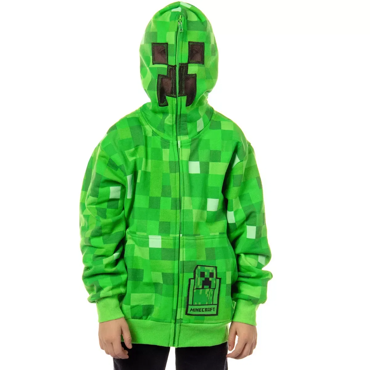Детская худи с принтом Creeper Face Graphic Print Minecraft, Green