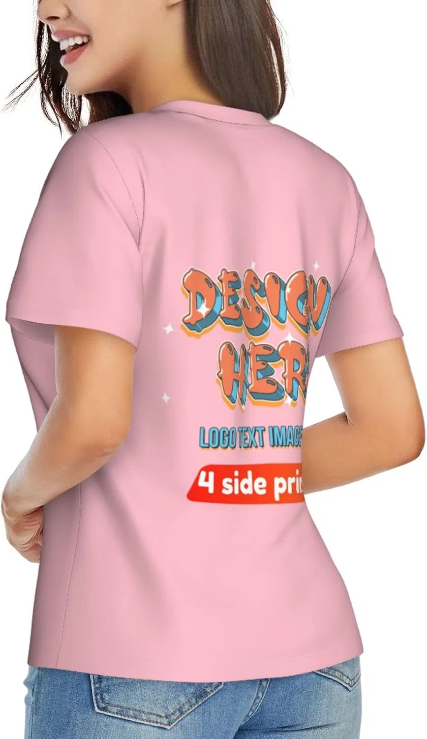 Женская футболка с V-образным вырезом Custom, Pink — фото 3