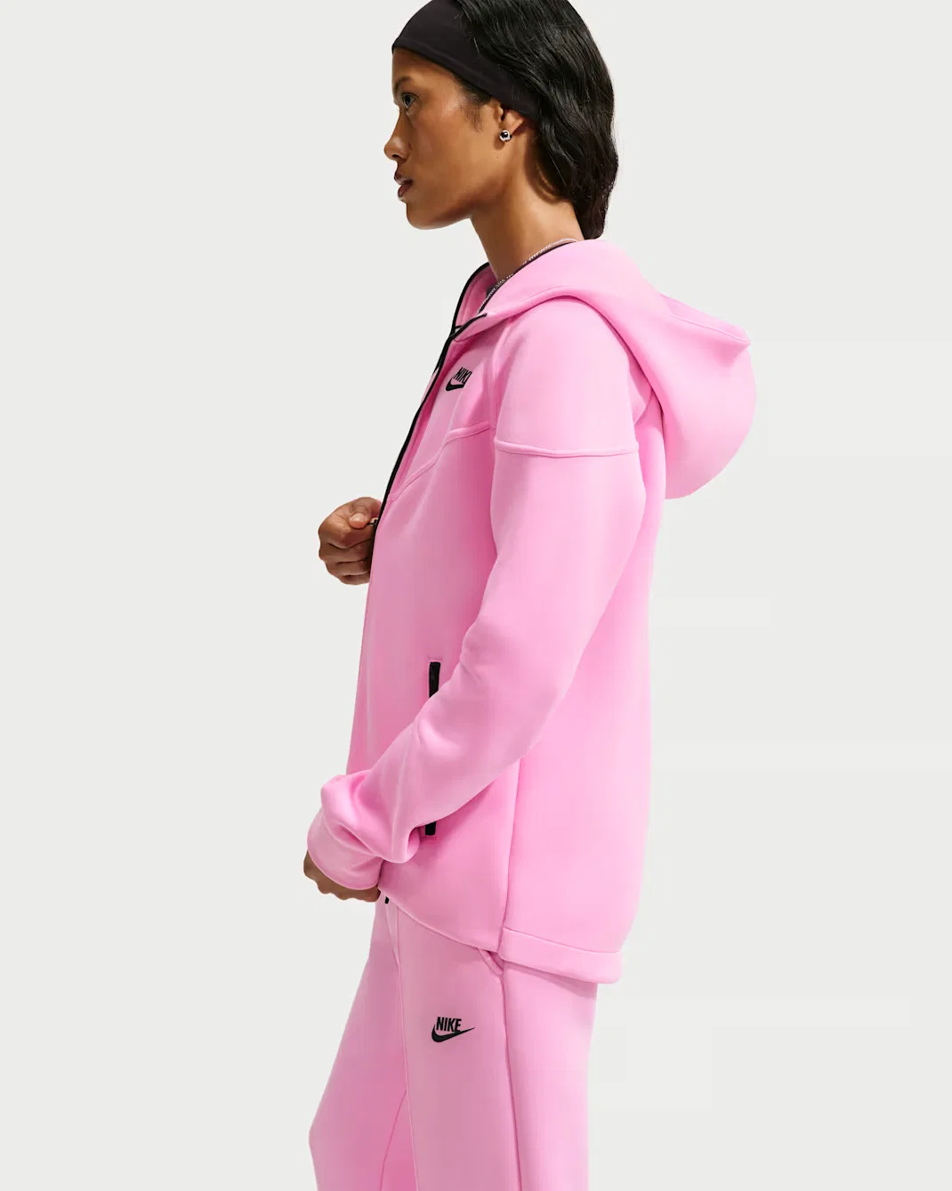 Женская толстовка на молнии Nike Sportswear Tech Fleece Windrunner, Pink Rise/Black — фото 2