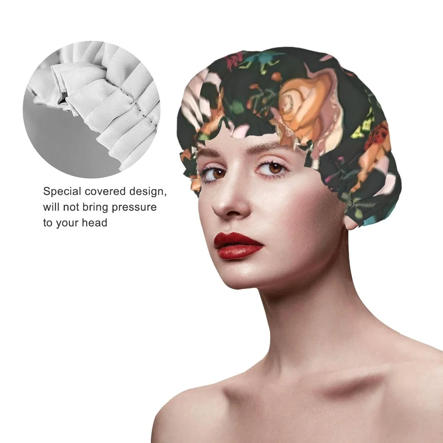 Шапочка для душа Mushroom Snail Butterfly Pattern, Lsjuee, 1 шт, 4.3x10.6 дюйма — фото 4