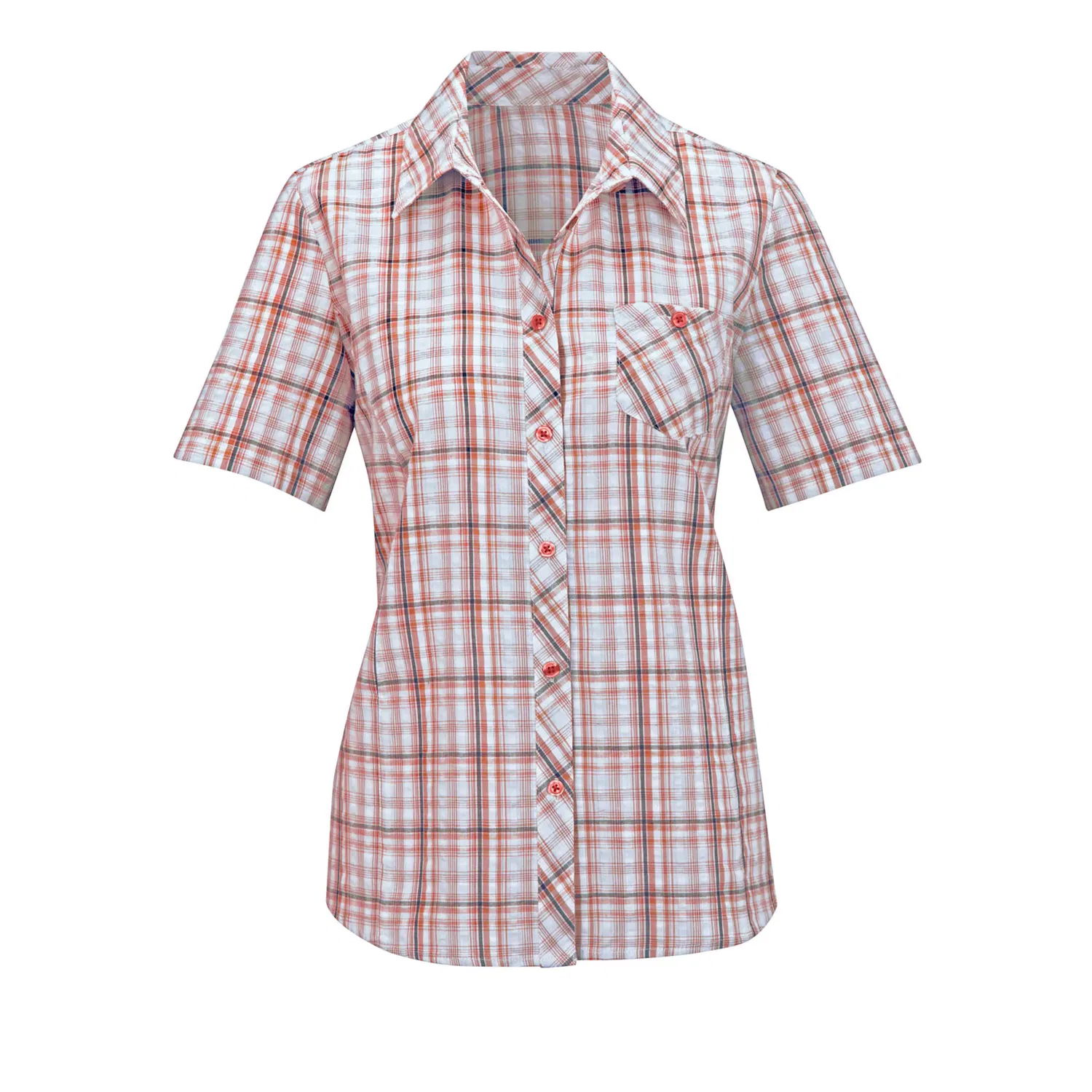 Женская блуза в клетку Seersucker Classic Basics, Grapefruit Plaid — фото 4