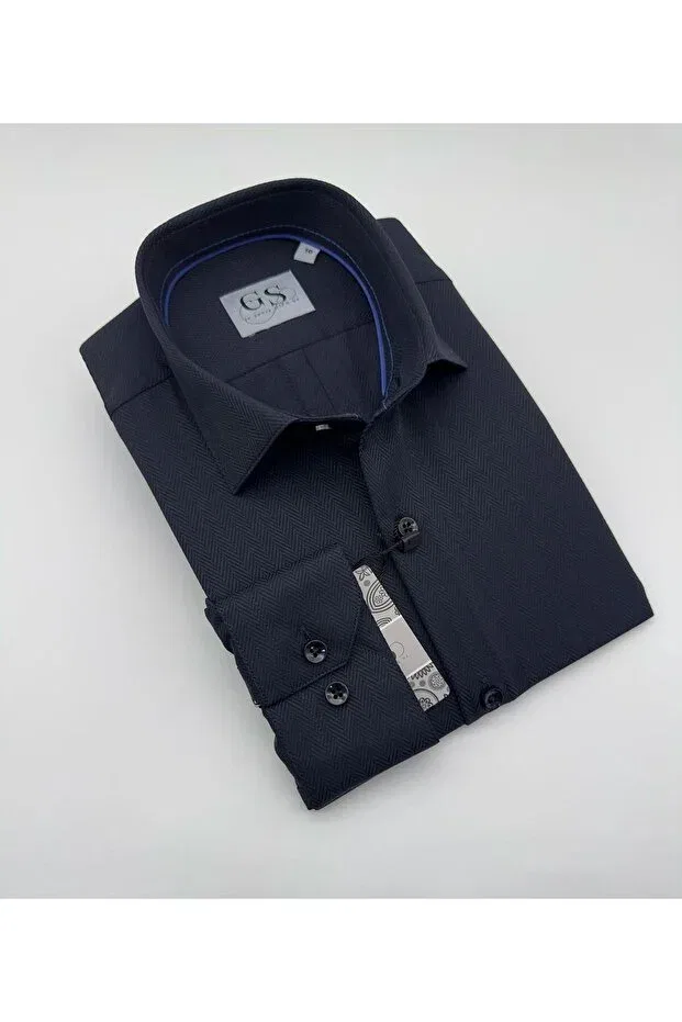 Детская рубашка для мальчиков с длинным рукавом Dobby Gs Tekstil, Navy Blue — фото 2