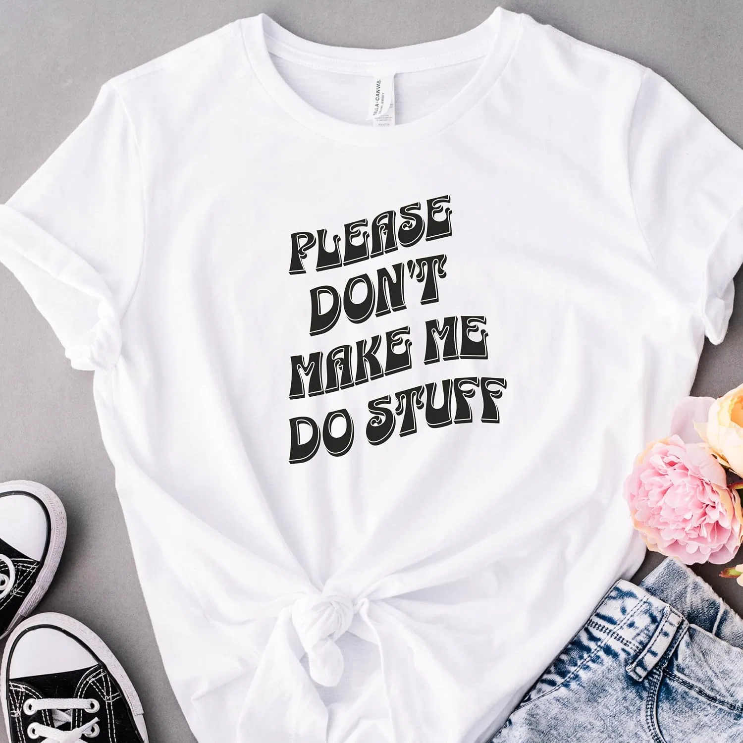 Мужская футболка с принтом Don't Make Me Do Stuff 3001 Unisex Short Sleeve Jersey T-shirt, White — фото 2