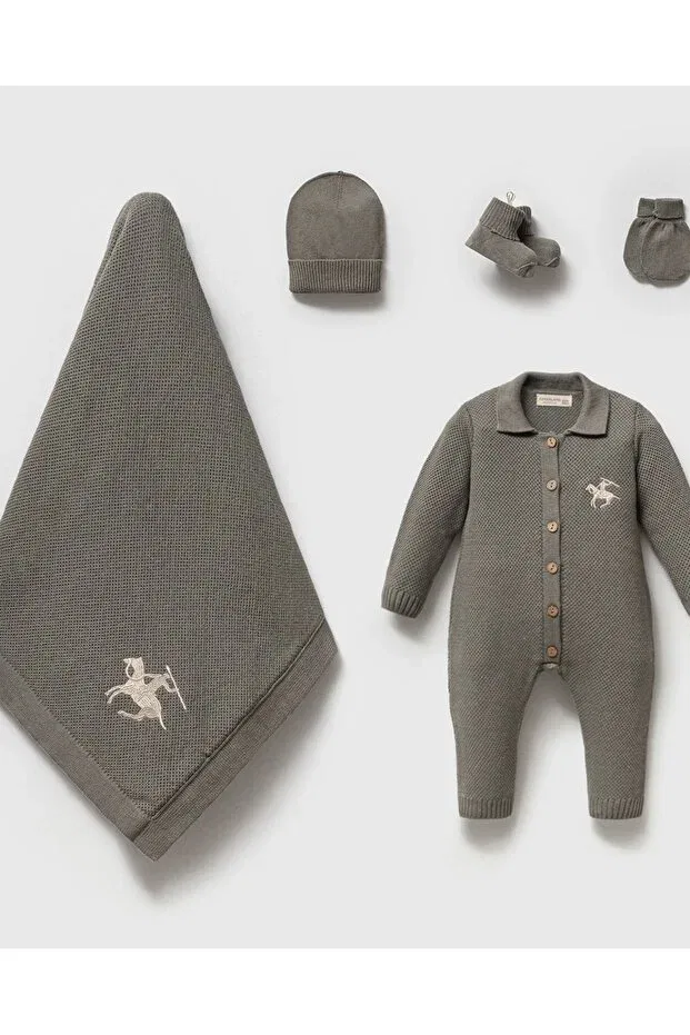 Детский комплект для новорожденных с вышивкой Ciritli horse Mert Baby, Khaki — фото 2