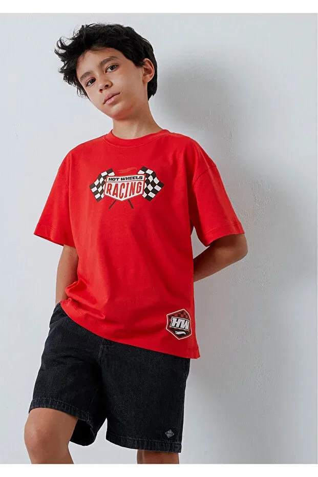 Детская футболка для мальчиков с принтом Hot Wheels Mavi, Red