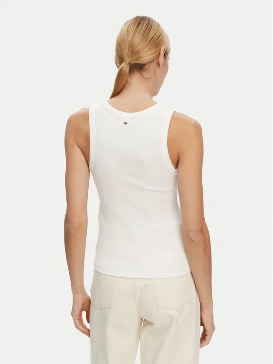 Топ slim fit Henley Tommy Hilfiger, белый — фото 3