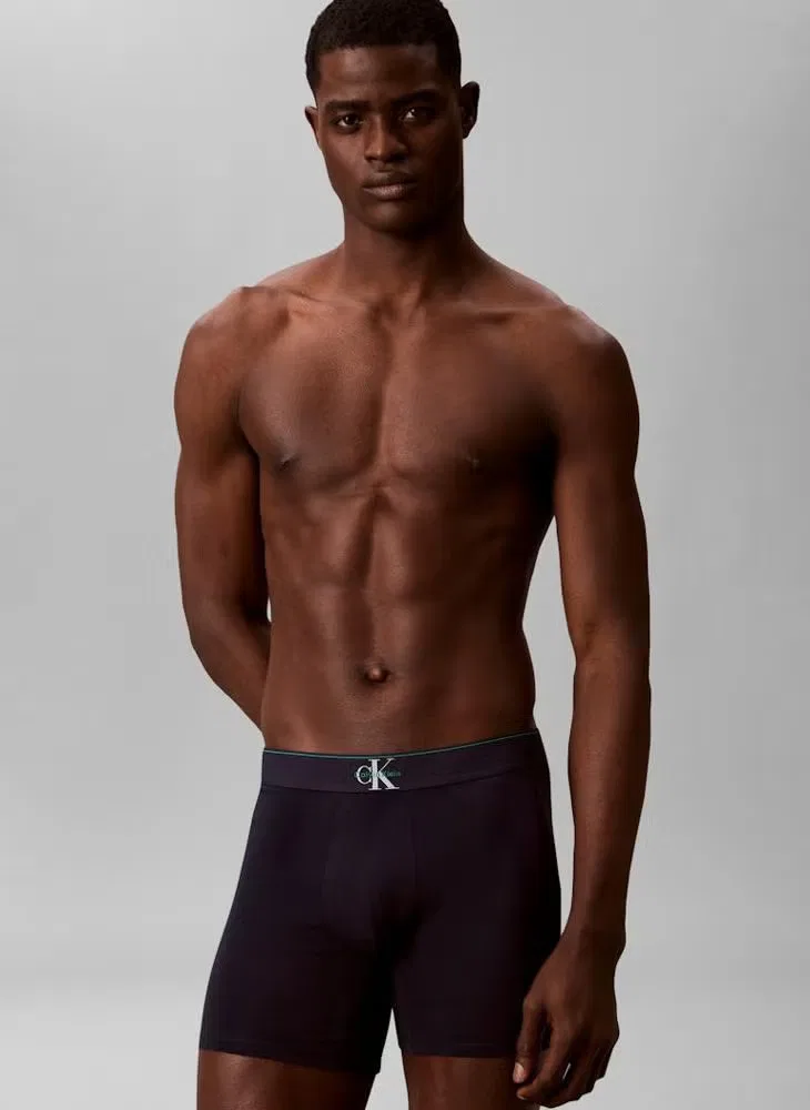 Боксеры-брифы с принтом, комплект из 3 штук, Calvin Klein, зеленый — фото 2