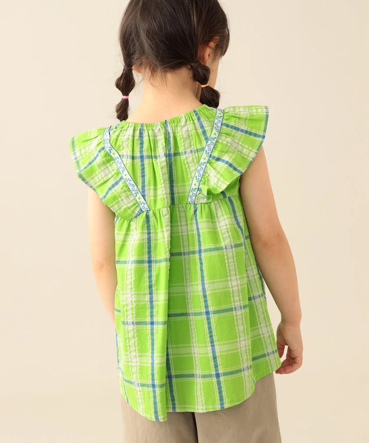 Детская блузка с длинным рукавомв клетку BEAMS mini, Purple — фото 3