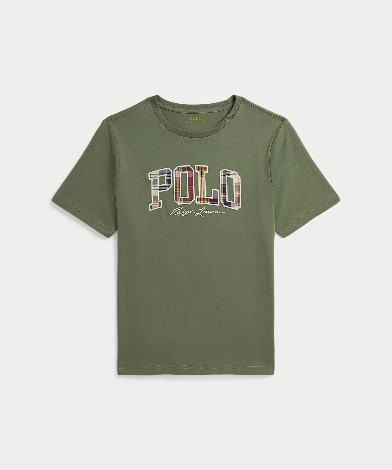 Детская футболка из хлопка с принтом Madras Logo POLO RALPH LAUREN CHILDRENSWEAR, Зеленый
