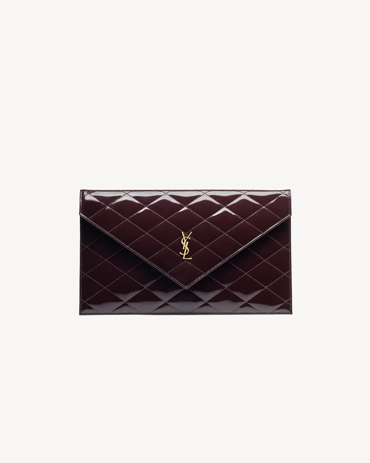Клатч PARIS из лакированной кожи SAINT LAURENT, бежевый