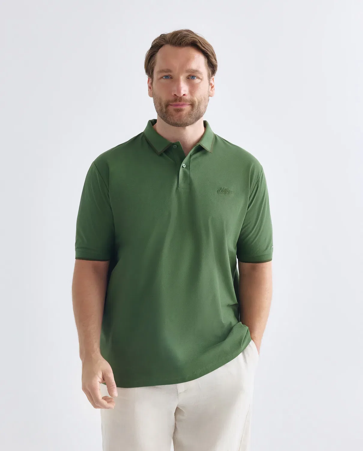Мужское поло с коротким рукавом Tommy Hilfiger, Verde Militar