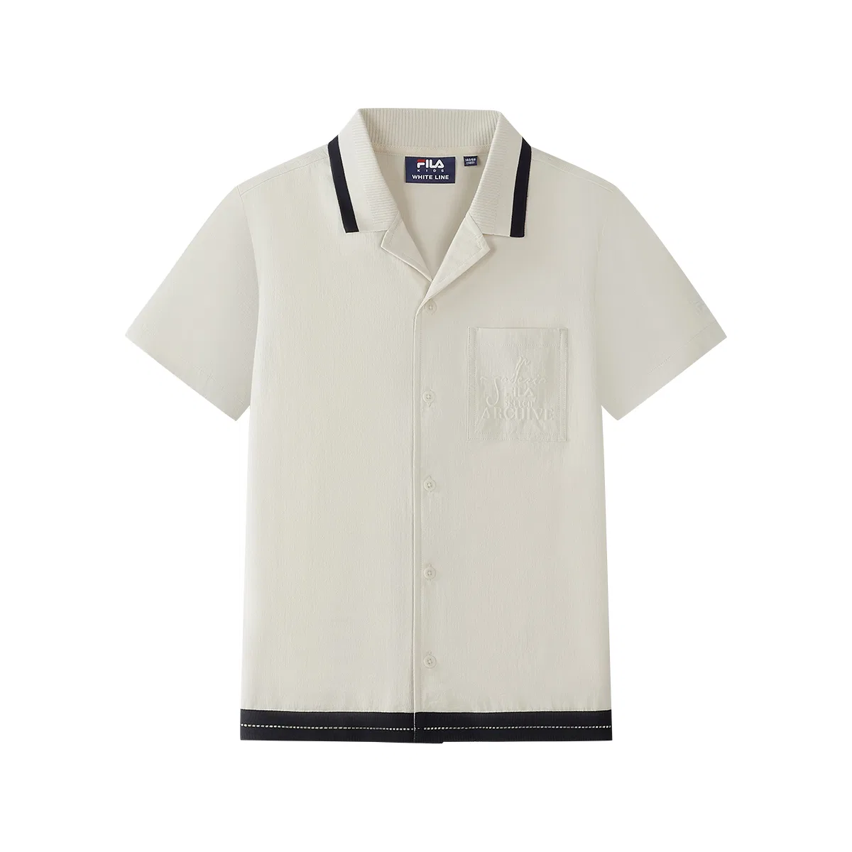 Детская рубашка с кубинским воротником, средней растяжимости, FILA KIDS, Cornsilk