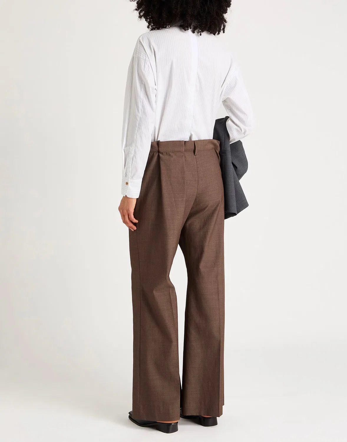 Женские брюки клеш из шерсти Acne Studios, темно-коричневый — фото 3
