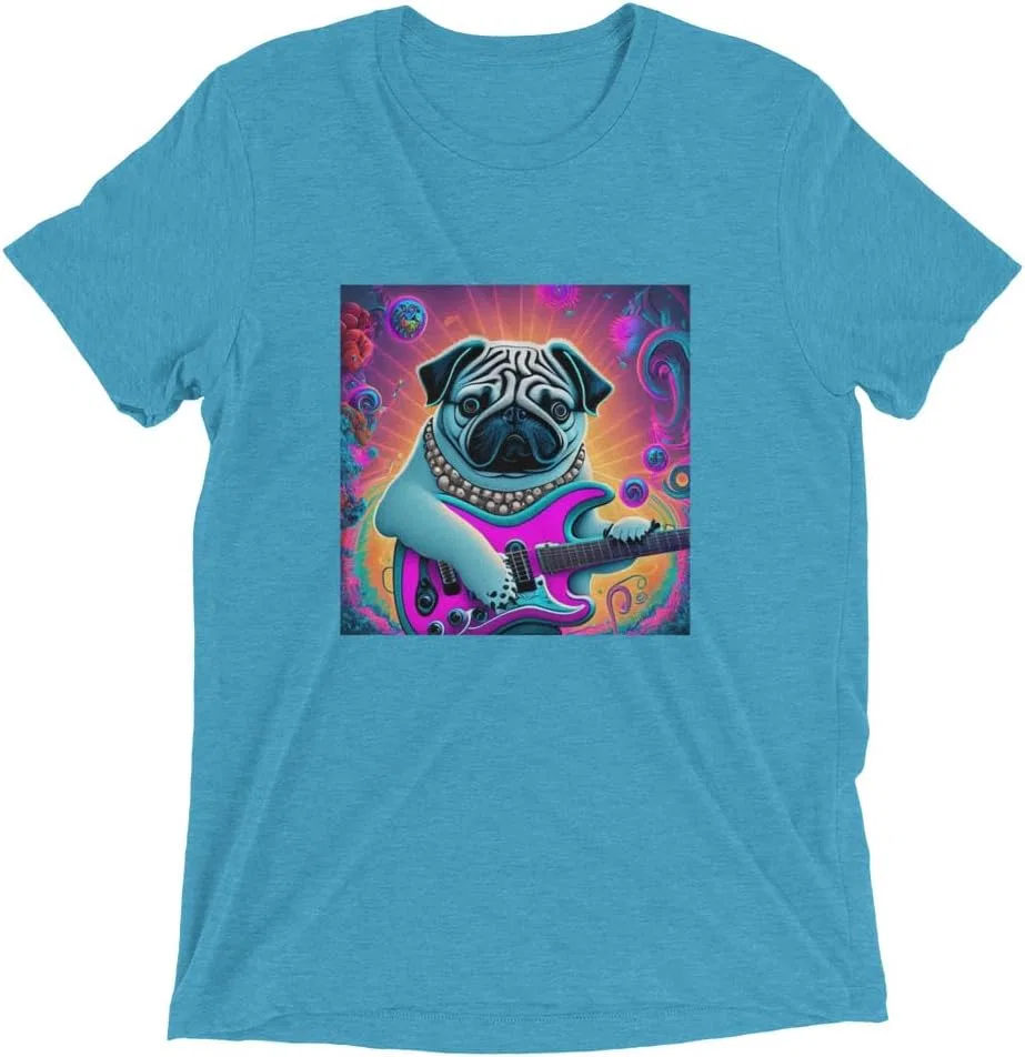 Мужская футболка с принтом Pug Graphic 3413, Aqua Triblend
