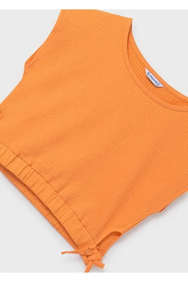 Детское для девочек хлопковое платье-футболка без рукавов Mayoral, Orange — фото 4