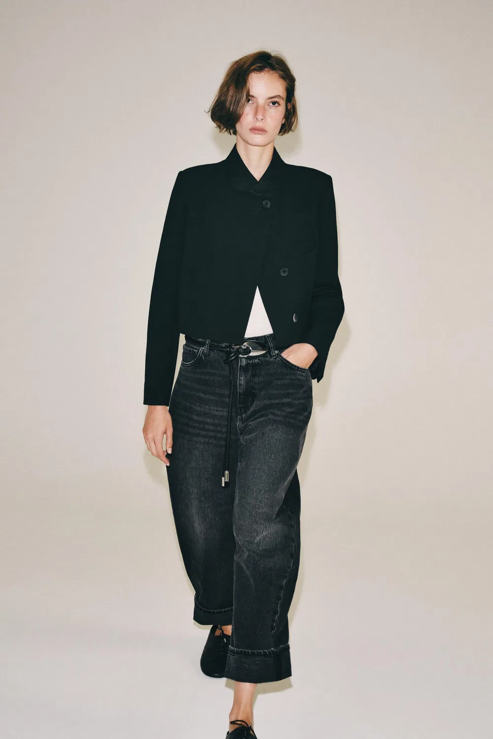 Укороченный блейзер из коллекции ZW ZARA, Black — фото 4