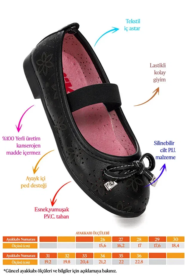 Детские балетки для девочек без застежек Kiko Kids, Black — фото 2