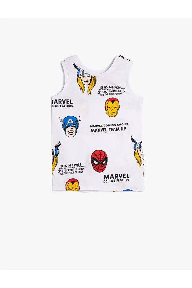 Детское для мальчиков майка с принтом Marvel Koton, White Patterned