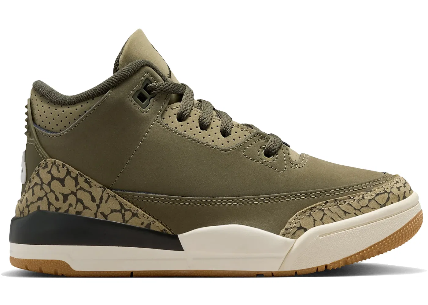 Детские кроссовки Lifestyle с длинным язычком Jordan 3 Retro Family Affair, Medium Olive/Sequoia/Neutral Olive/Sail/Total Crimson