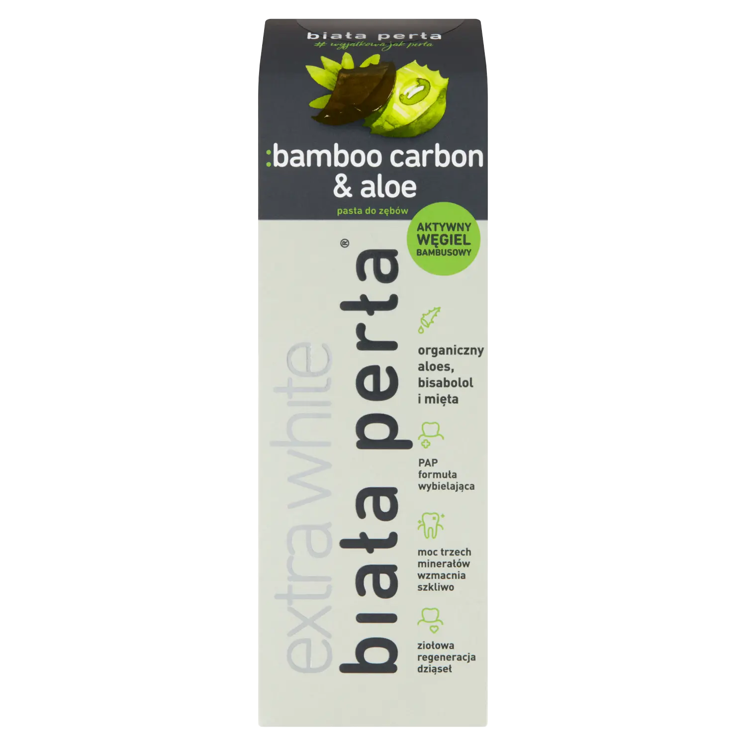 

Biała Perła Bamboo Carbon&Aloe зубная паста с бамбуковым углем, 75 мл