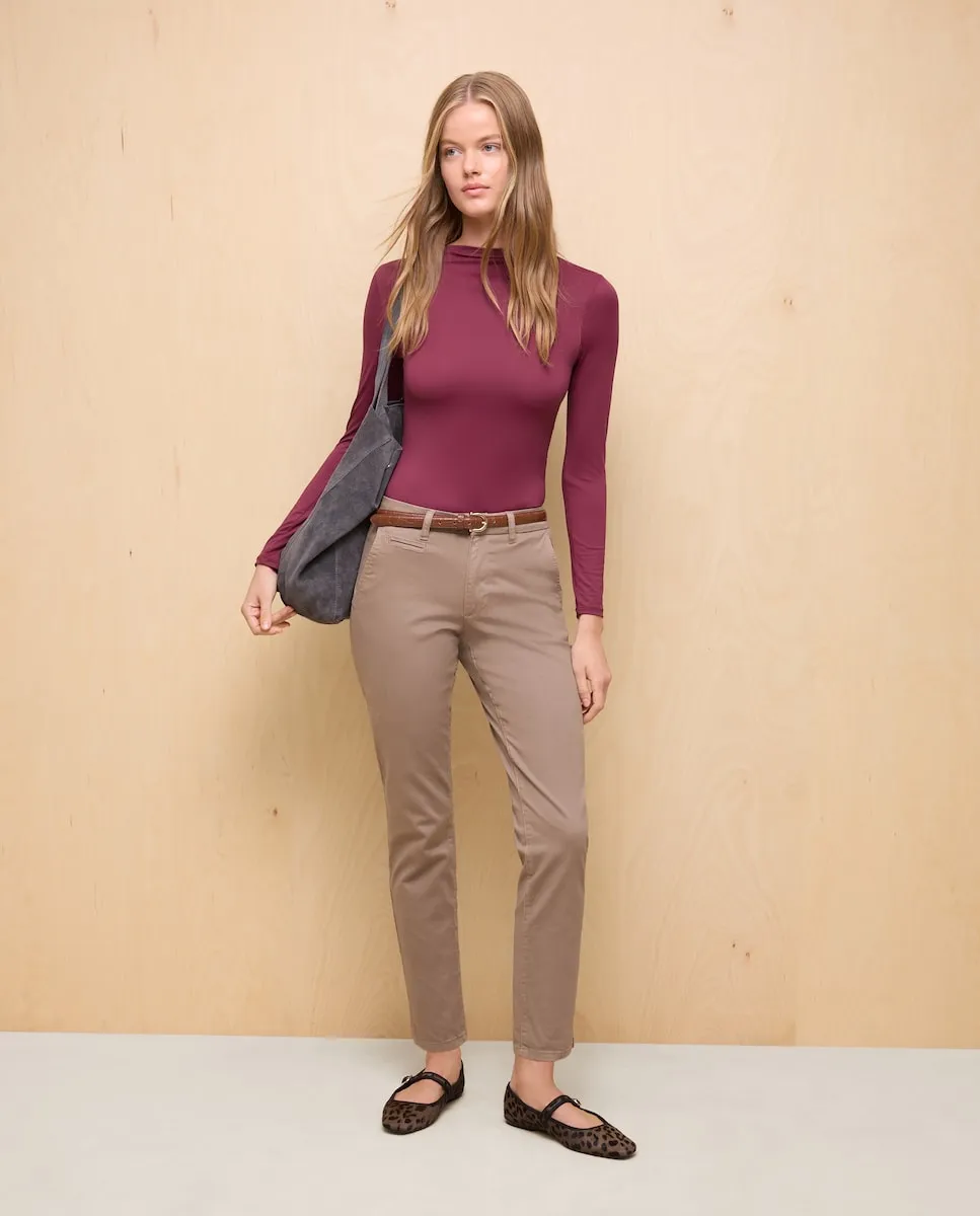 

Женские брюки на китайской ткани с поясом Easy Wear, хаки