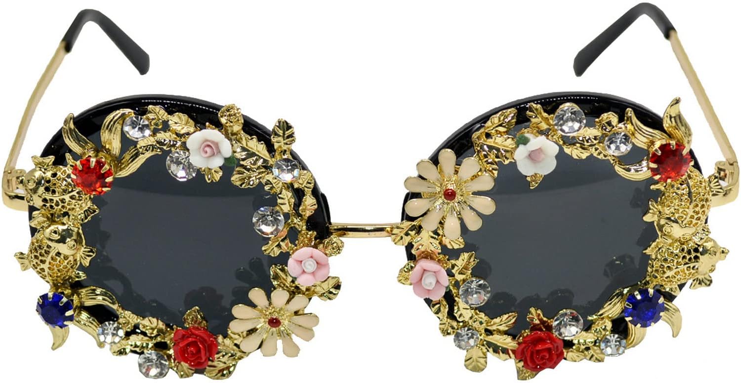 

Круглые солнцезащитные очки с лавровыми стразами, жемчужные солнцезащитные очки для мужчин и женщин, винтажные панк-очки в кошачьем стиле, защита от УФ-излучения UV400 laureles, C1