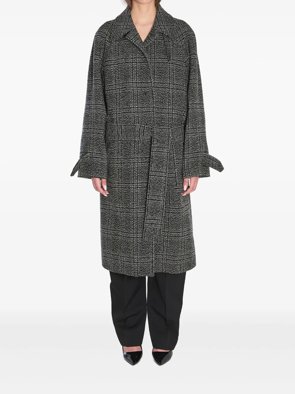 

Клетчатое пальто One Layer с поясом BALENCIAGA, черный